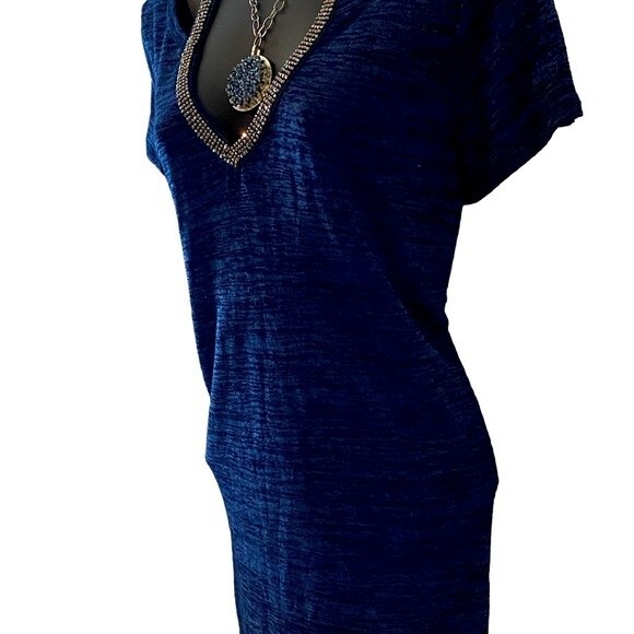 Juicy Couture cold shoulder sheer ss V neck rhinestone neckline shirt cover up L - Picture 4 of 7